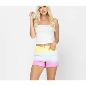 Women’s Ombre Pastel High-Rise Shorts - Yellow Blue Pink
